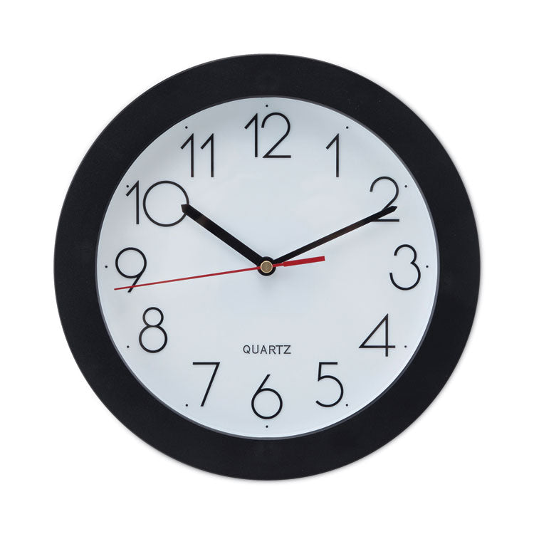 Universal® Bold Round Wall Clock, 9.75" Overall Diameter, Black Case, 1 AA (sold separately) (UNV10421)