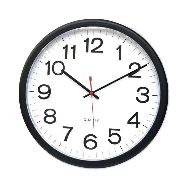 Universal® Indoor/Outdoor Round Wall Clock, 13.5" Overall Diameter, Black Case, 1 AA (sold separately) (UNV11381) Each