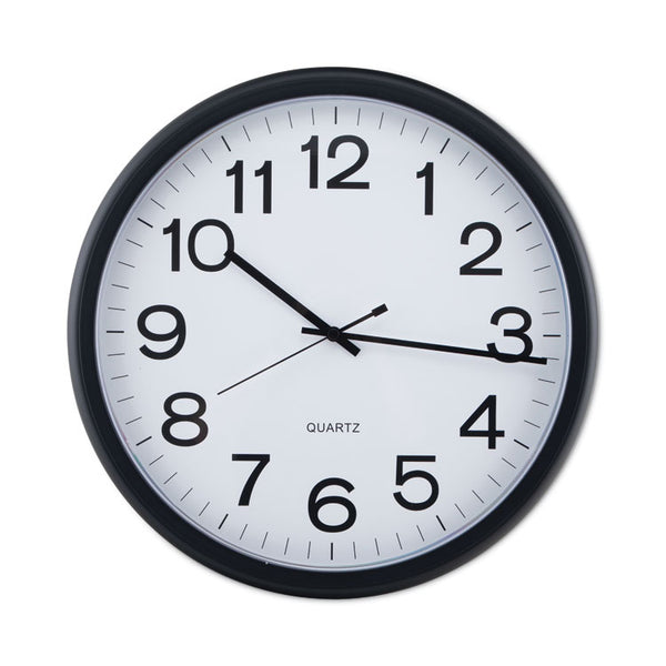 Universal® Round Wall Clock, 13.5" Overall Diameter, Black Case, 1 AA (sold separately) (UNV11641)