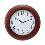Universal® Round Wood Wall Clock, 12.75" Overall Diameter, Cherry Case, 1 AA (sold separately) (UNV10414) Each