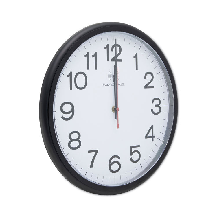 Universal® Deluxe 13 1/2" Indoor/Outdoor Atomic Clock, 13.5" Overall Diameter, Black Case, 1 AA (sold separately) (UNV10417) Each
