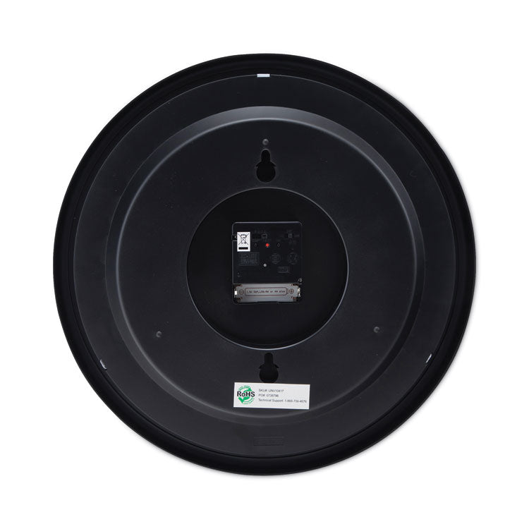 Universal® Deluxe 13 1/2" Indoor/Outdoor Atomic Clock, 13.5" Overall Diameter, Black Case, 1 AA (sold separately) (UNV10417) Each