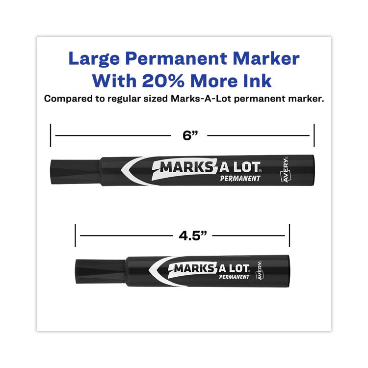 Avery® MARKS A LOT Large Desk-Style Permanent Marker Value Pack, Broad Chisel Tip, Black, 36/Pack (98206) (AVE98206)