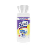 LYSOL® Brand Dual Action Disinfecting Wipes, 1-Ply, 7 x 7.5, Citrus, White/Purple, 75/Canister, 6 Canisters/Carton (RAC81700CT)