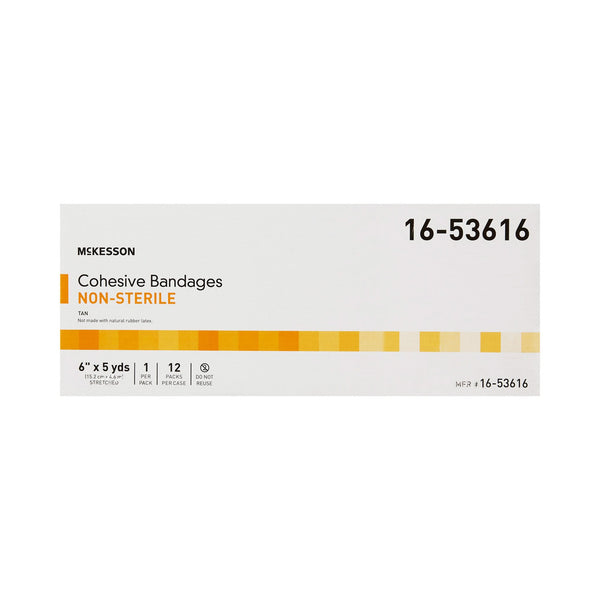 McKesson Cohesive Bandage 6 Inch X 5 Yard Self-Adherent Closure Tan NonSterile Standard Compression (520548_EA) 1/EA