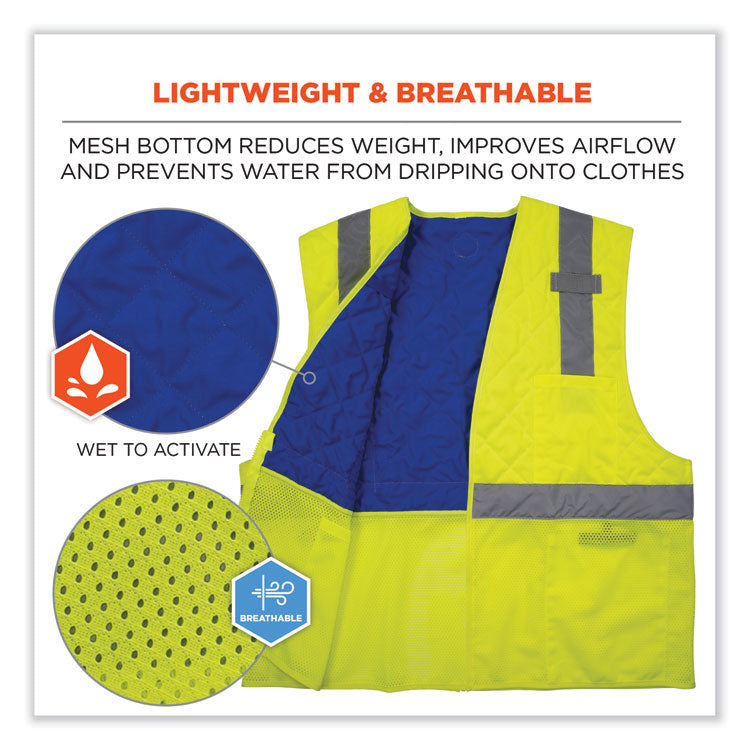 ergodyne® Chill-Its 6668 Class 2 Hi-Vis Safety Cooling Vest, Polymer, X-Large, Lime, Ships in 1-3 Business Days (EGO12715) Each