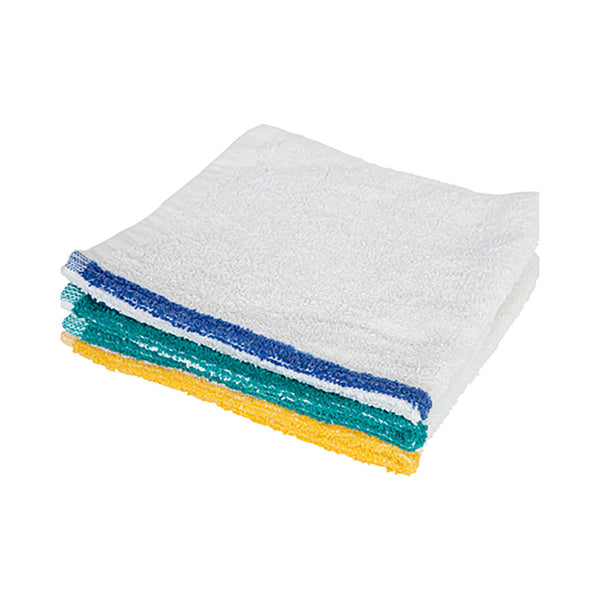 Royal Blue Intl Bar Towel 17 X 20 Inch OE Cotton Terry Cloth White Stripe Reusable (1125504_DZ) 12/DZ