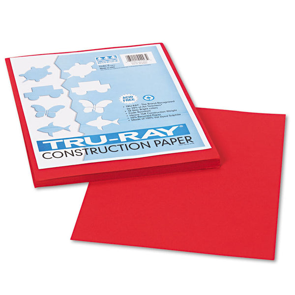 Pacon® Tru-Ray Construction Paper, 76 lb Text Weight, 9 x 12, Holiday Red, 50/Pack (PAC102993) Pack of 50