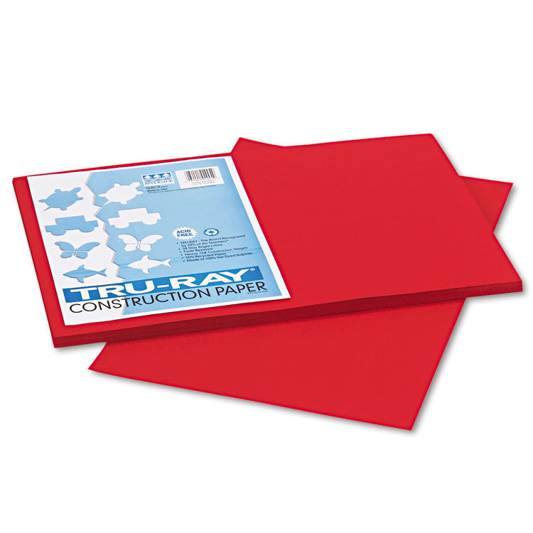 Pacon® Tru-Ray Construction Paper, 76 lb Text Weight, 12 x 18, Holiday Red, 50/Pack (PAC102994)