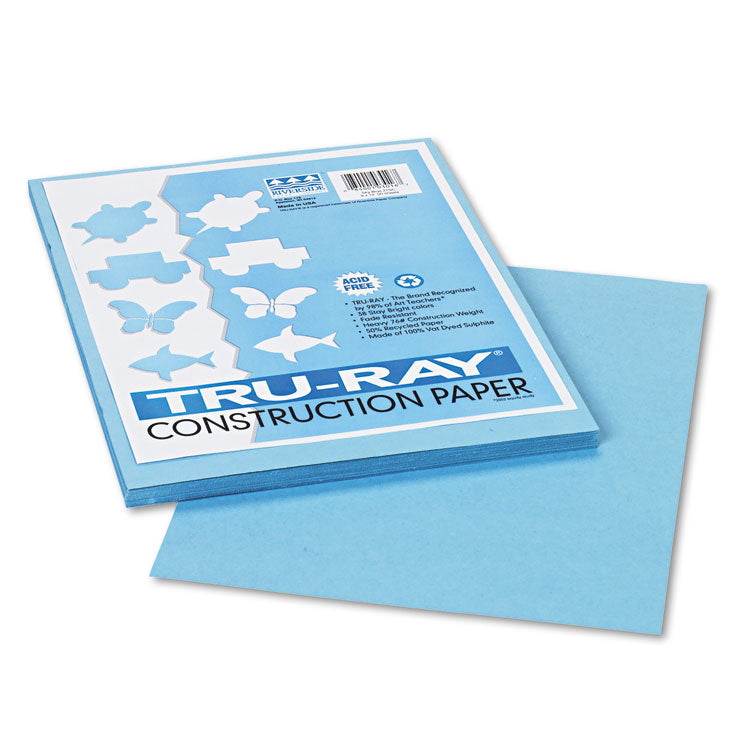 Pacon® Tru-Ray Construction Paper, 76 lb Text Weight, 9 x 12, Sky Blue, 50/Pack (PAC103016)