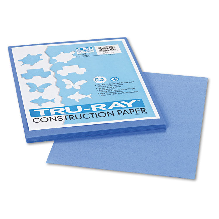 Pacon® Tru-Ray Construction Paper, 76 lb Text Weight, 9 x 12, Blue, 50/Pack (PAC103022) Pack of 50