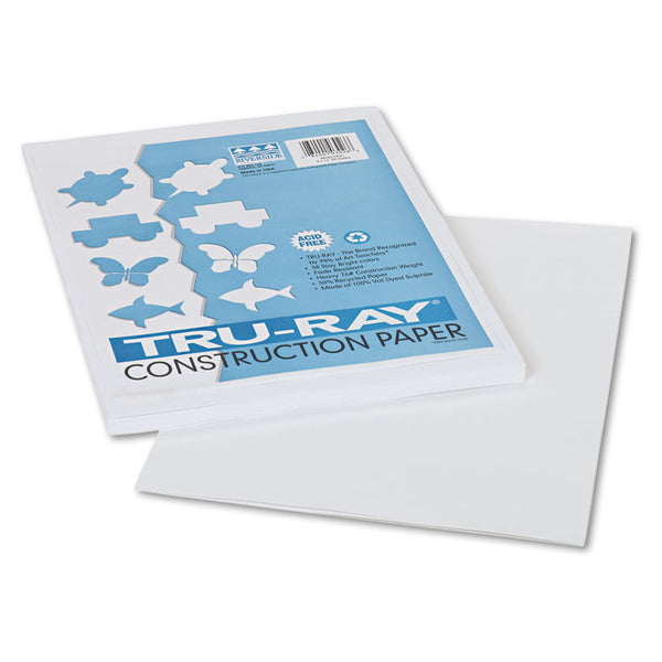 Pacon® Tru-Ray Construction Paper, 76 lb Text Weight, 9 x 12, White, 50/Pack (PAC103026) Pack of 50