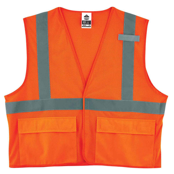 ergodyne® GloWear 8220HL Class 2 Standard Mesh Hook and Loop Vest, Polyester, Large/X-Large, Orange, Ships in 1-3 Business Days (EGO21135) Each