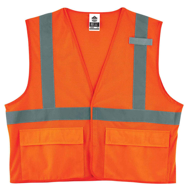ergodyne® GloWear 8220HL Class 2 Standard Mesh Hook and Loop Vest, Polyester, Large/X-Large, Orange, Ships in 1-3 Business Days (EGO21135) Each