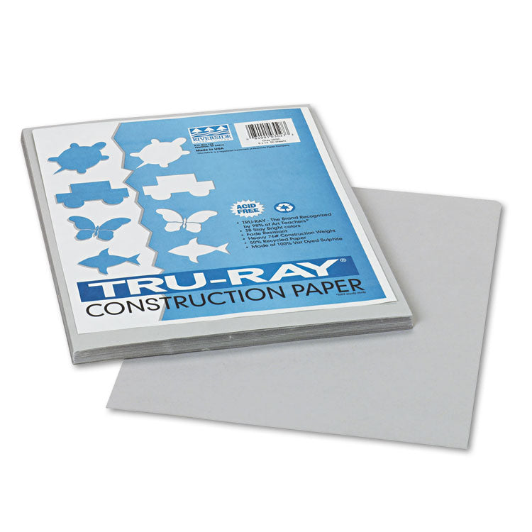 Pacon® Tru-Ray Construction Paper, 76 lb Text Weight, 9 x 12, Gray, 50/Pack (PAC103027)