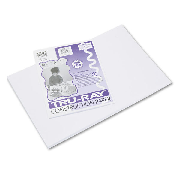 Pacon® Tru-Ray Construction Paper, 76 lb Text Weight, 12 x 18, White, 50/Pack (PAC103058) Pack of 50