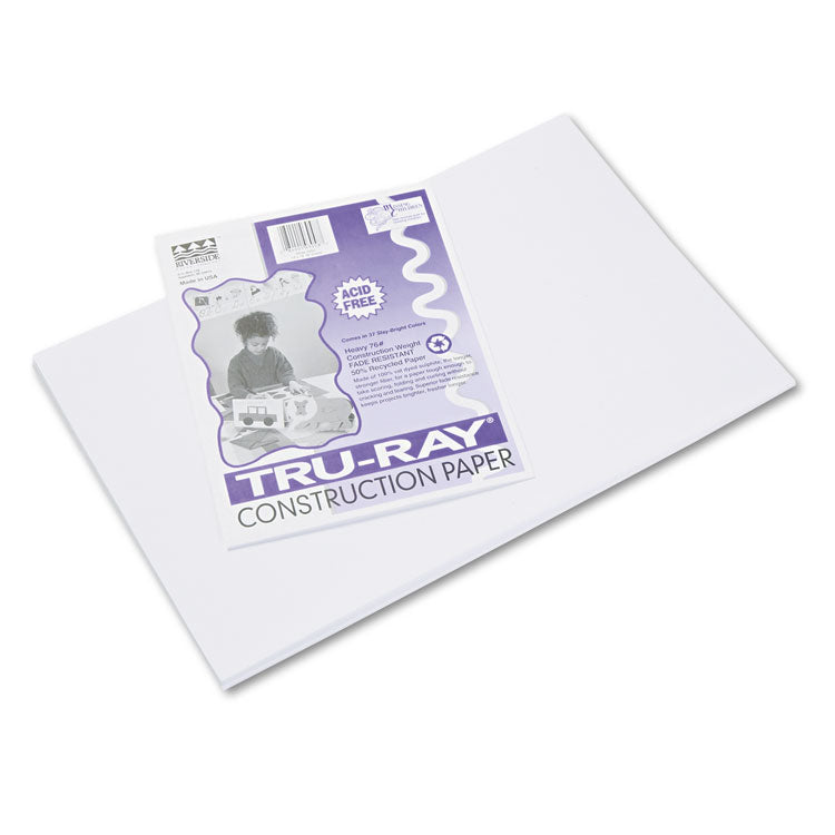 Pacon® Tru-Ray Construction Paper, 76 lb Text Weight, 12 x 18, White, 50/Pack (PAC103058) Pack of 50