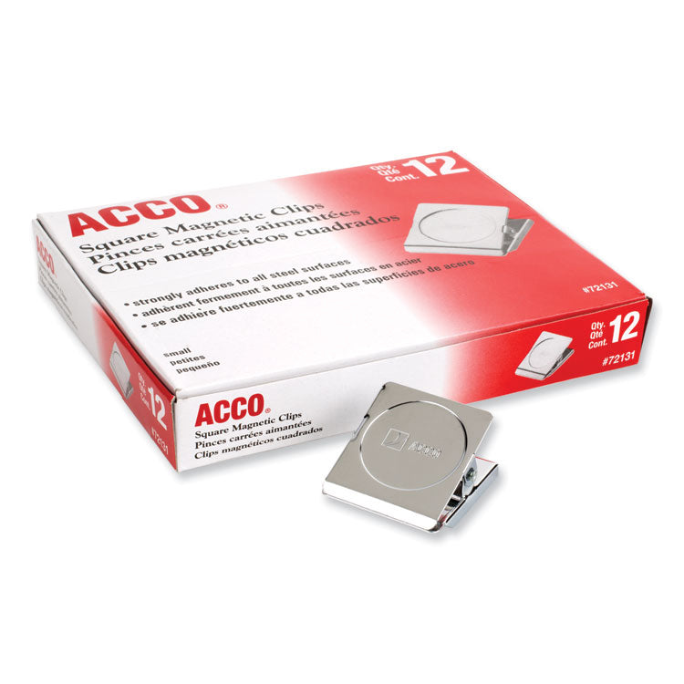 ACCO Magnetic Clips, 0.88" Jaw Capacity, Silver, 12/Pack (ACC72131)