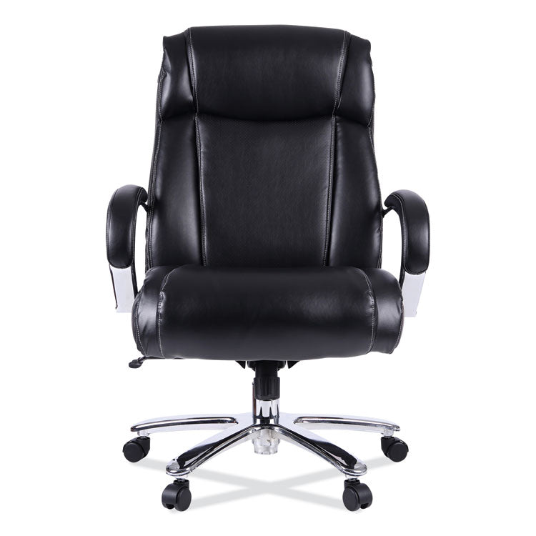 Alera® Alera Maxxis Series Big/Tall Bonded Leather Chair, Supports 500 lb, 21.42" to 25" Seat Height, Black Seat/Back, Chrome Base (ALEMS4419)