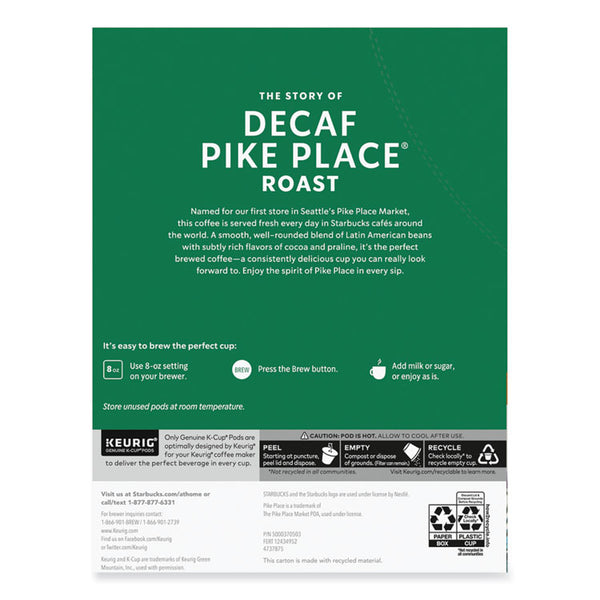 Starbucks® Pike Place Decaf Coffee K-Cups, 96/Carton (SBK011111161CT)