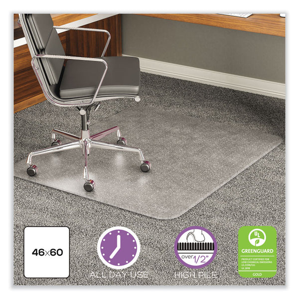 deflecto® ExecuMat All Day Use Chair Mat for High Pile Carpet, 46 x 60, Rectangular, Clear (DEFCM17443F)