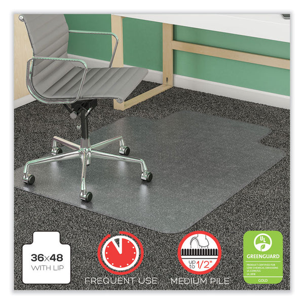 deflecto® SuperMat Frequent Use Chair Mat, Med Pile Carpet, Roll, 36 x 48, Lipped, Clear (DEFCM14113COM)