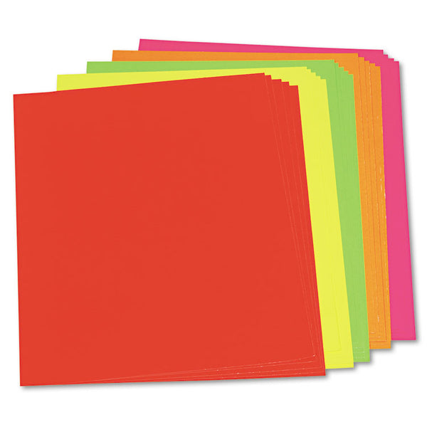 Pacon® Neon Color Poster Board, 22 x 28, Lemon, Lime, Orange, Pink, Red, 25/Carton (PAC104234) 1 Carton