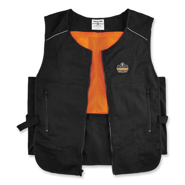 ergodyne® Chill-Its 6255 Lightweight Phase Change Cooling Vest, Cotton/Polyester, Small/Medium, Black, Ships in 1-3 Business Days (EGO12123) Each