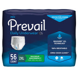Prevail® Daily Underwear Male Adult Absorbent Underwear Pull On with Tear Away Seams 2X-Large Disposable Heavy Absorbency (1131098_CS) 56/CS