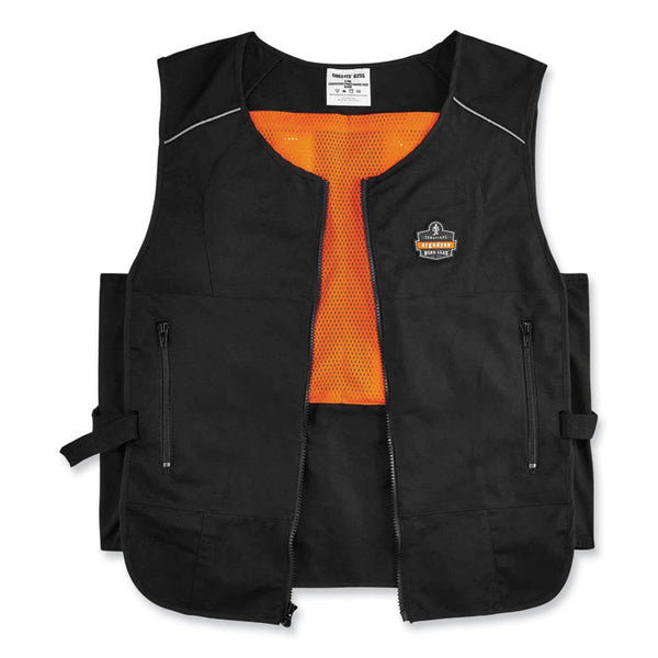 ergodyne® Chill-Its 6255 Lightweight Phase Change Cooling Vest, Cotton/Polyester, Large/X-Large, Black, Ships in 1-3 Business Days (EGO12125) Each