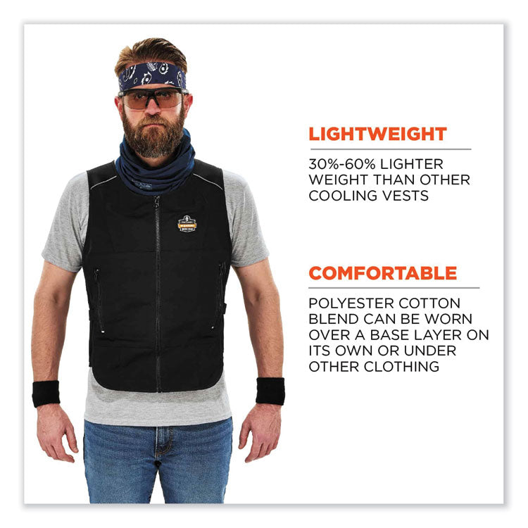 ergodyne® Chill-Its 6260 Lightweight Phase Change Cooling Vest w/ Packs, Cotton/Polyester, Small/Med, Black, Ships in 1-3 Business Days (EGO12133) Each