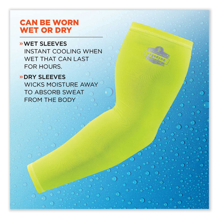 ergodyne® Chill-Its 6690 Performance Knit Cooling Arm Sleeve, Polyester/Spandex, X-Large, Lime, 2 Sleeves, Ships in 1-3 Business Days (EGO12285) Each