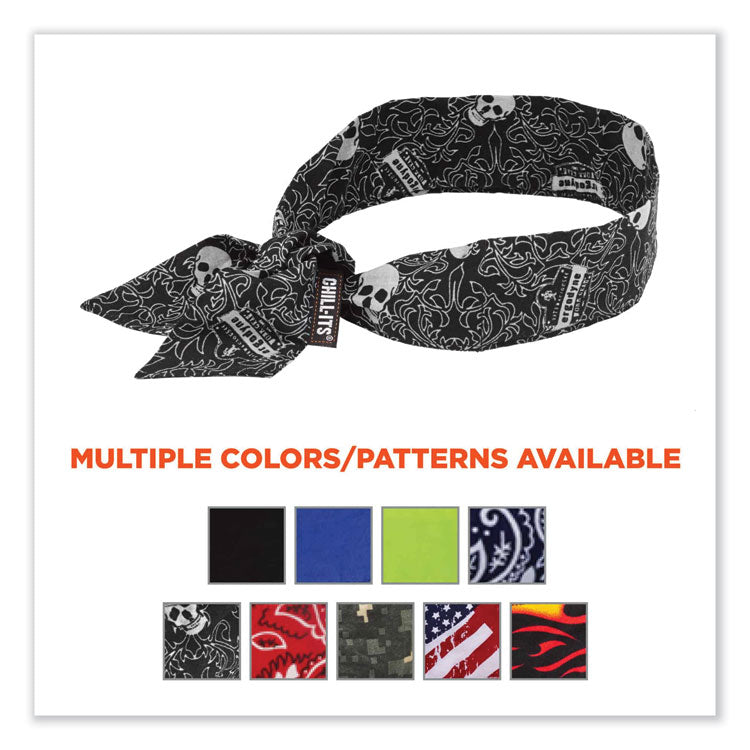 ergodyne® Chill-Its 6700 Cooling Bandana Polymer Tie Headband, One Size Fits Most, Skulls, Ships in 1-3 Business Days (EGO12329) Each