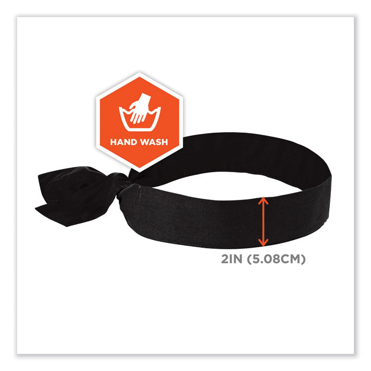 ergodyne® Chill-Its 6700 Cooling Bandana Polymer Tie Headband, One Size Fits Most, Black, Ships in 1-3 Business Days (EGO12332) Each