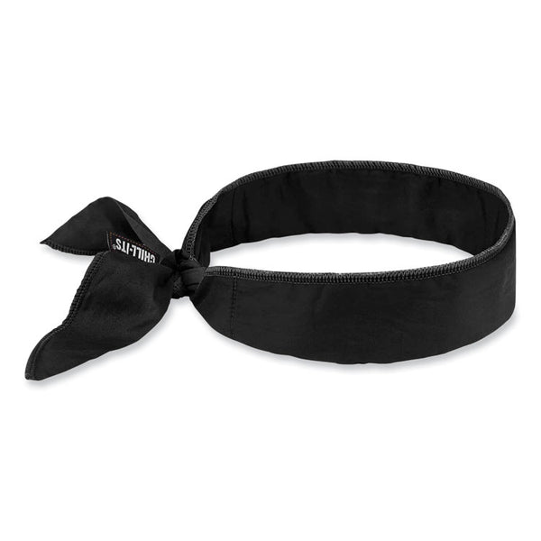 ergodyne® Chill-Its 6702 Cooling Embedded Polymers Tie Bandana, One Size Fits Most, Black, Ships in 1-3 Business Days (EGO12396) Each