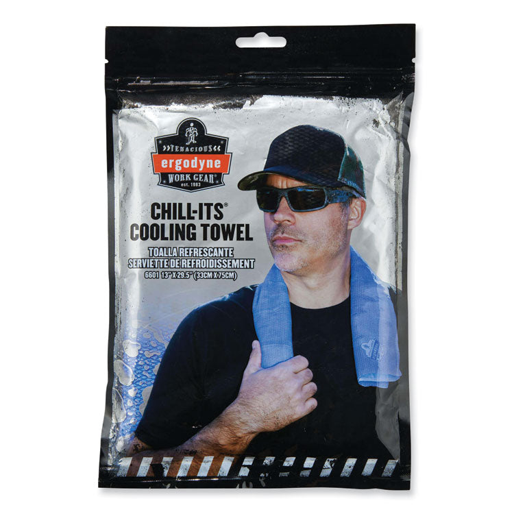 ergodyne® Chill-Its 6601 Economy Evaporative PVA Cooling Towel, 29.5 x 13, One Size Fits Most, PVA, Blue, Ships in 1-3 Business Days (EGO12411) Each