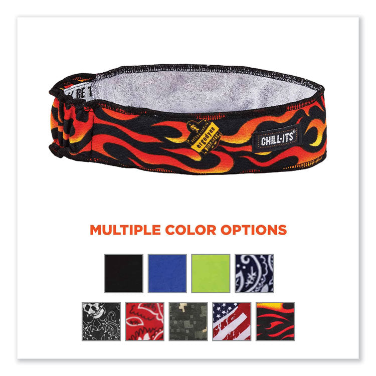 ergodyne® Chill-Its 6605 High-Performance Terry Cloth Sweatband, Cotton Terry Cloth, One Size, Flames, Ships in 1-3 Business Days (EGO12429) Each
