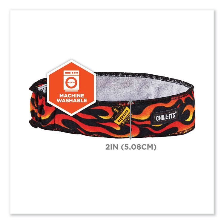 ergodyne® Chill-Its 6605 High-Performance Terry Cloth Sweatband, Cotton Terry Cloth, One Size, Flames, Ships in 1-3 Business Days (EGO12429) Each