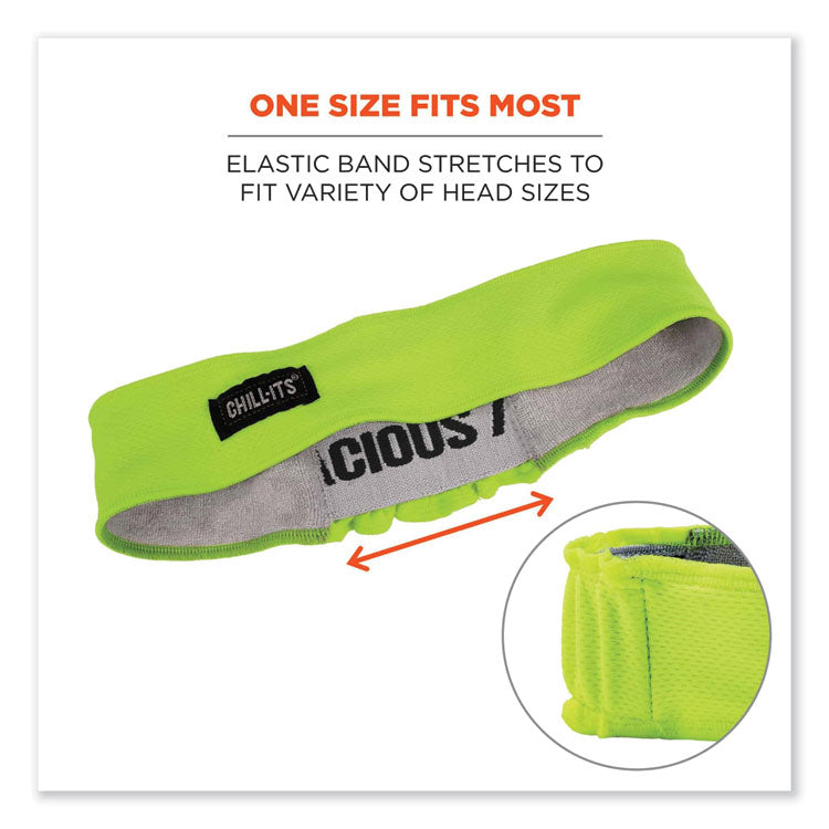ergodyne® Chill-Its 6605 High-Perform Terry Cloth Sweatband, Cotton Terry Cloth, One Size Fits Most, Lime, Ships in 1-3 Business Days (EGO12431) Each