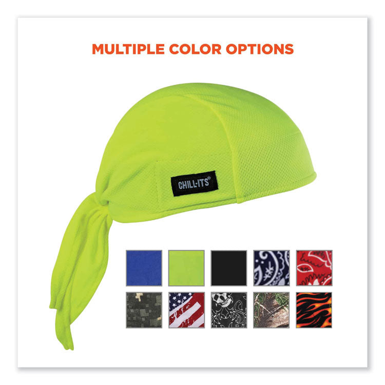 ergodyne® Chill-Its 6615 High-Perform Bandana Doo Rag with Terry Cloth Sweatband, One Size Fits Most, Lime, Ships in 1-3 Business Days (EGO12476) Each