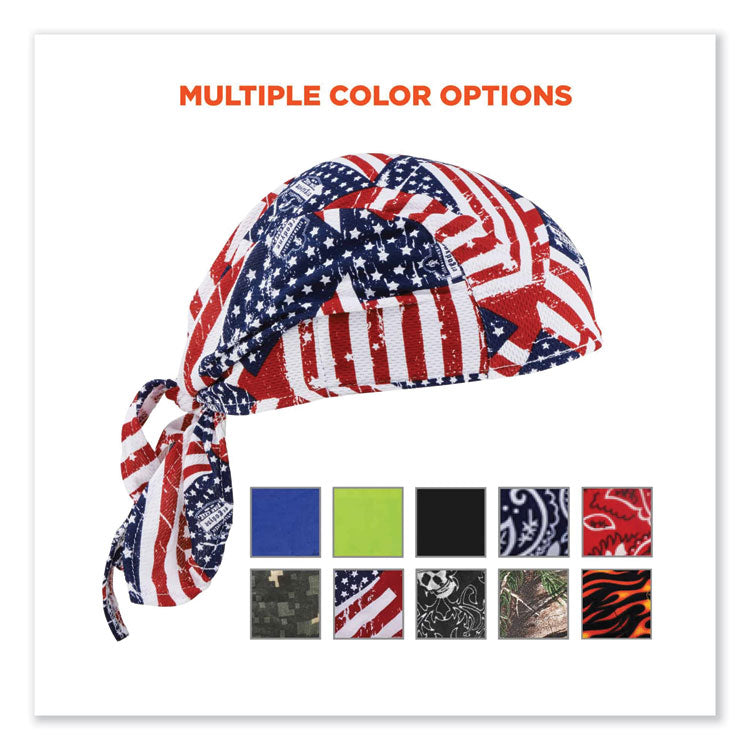 ergodyne® Chill-Its 6615 High-Perform Bandana Doo Rag w/Terry Cloth Sweatband, One Size, Stars and Stripes, Ships in 1-3 Business Days (EGO12477) Each