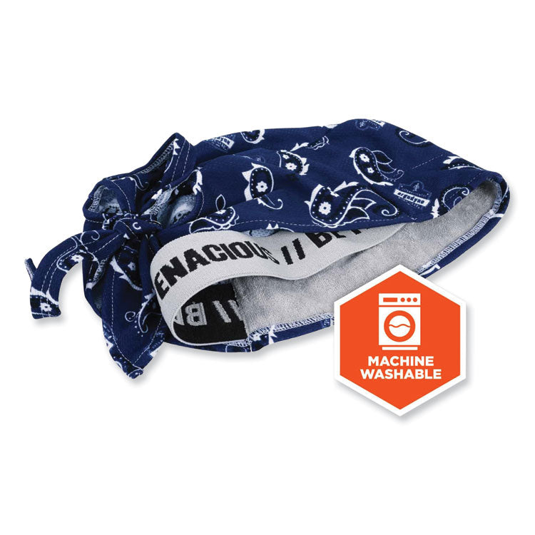 ergodyne® Chill-Its 6615 High-Performance Bandana Doo Rag w/Terry Cloth Sweatband, One Size, Navy Western (EGO12480) Each