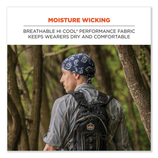 ergodyne® Chill-Its 6615 High-Perform Bandana Doo Rag with Terry Cloth Sweatband, One Size Fits Most, Blue, Ships in 1-3 Business Days (EGO12481) Each