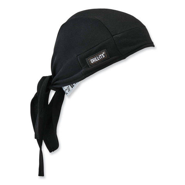 ergodyne® Chill-Its 6615 High-Performance Bandana Doo Rag with Terry Cloth Sweatband, One Size, Black, Ships in 1-3 Business Days (EGO12487) Each