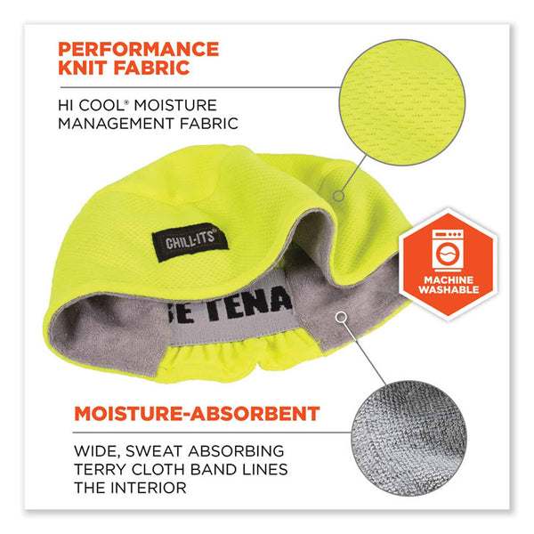 ergodyne® Chill-Its 6630 High-Performance Terry Cloth Skull Cap, Polyester, One Size Fits Most, Lime, Ships in 1-3 Business Days (EGO12505) Each