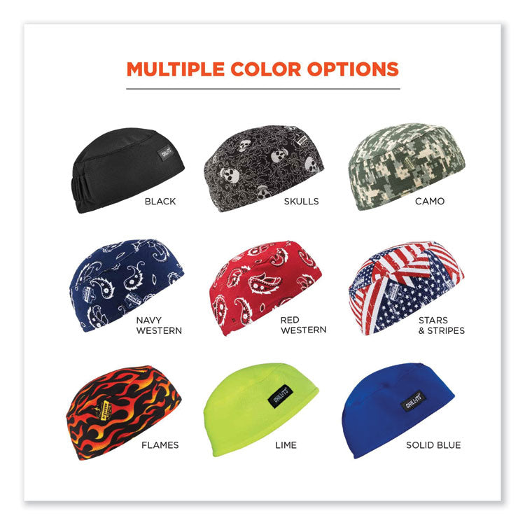 ergodyne® Chill-Its 6630 High-Performance Terry Cloth Skull Cap, Polyester, One Size Fit Most, Navy Western, Ships in 1-3 Business Days (EGO12509) Each