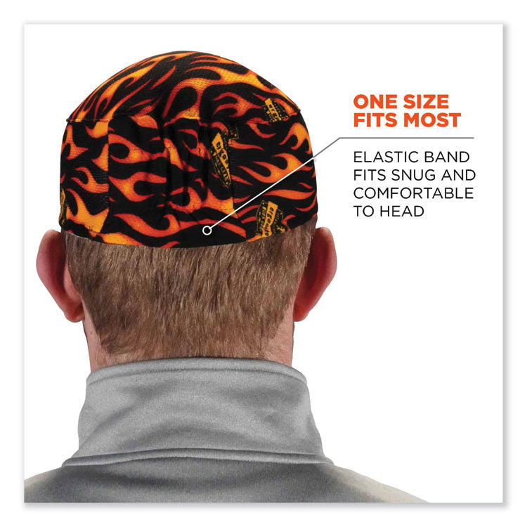 ergodyne® Chill-Its 6630 High-Performance Terry Cloth Skull Cap, Polyester, One Size Fits Most, Flames, Ships in 1-3 Business Days (EGO12514)