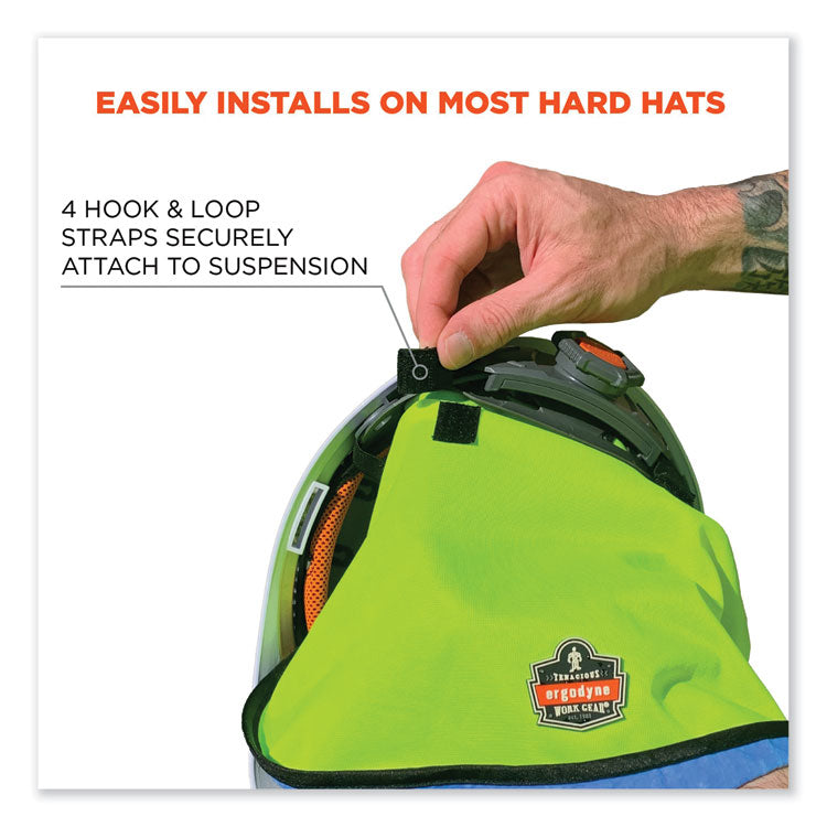 ergodyne® Chill-Its 6670CT Cooling Hard Hat Neck Shade - PVA, 14.75 x 10.5, Lime, Ships in 1-3 Business Days (EGO12523) Each