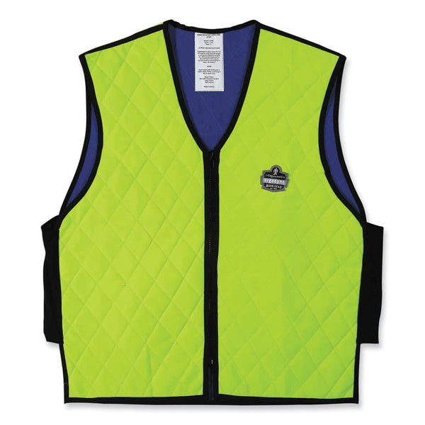 ergodyne® Chill-Its 6665 Embedded Polymer Cooling Vest with Zipper, Nylon/Polymer, X-Large, Lime, Ships in 1-3 Business Days (EGO12535) Each