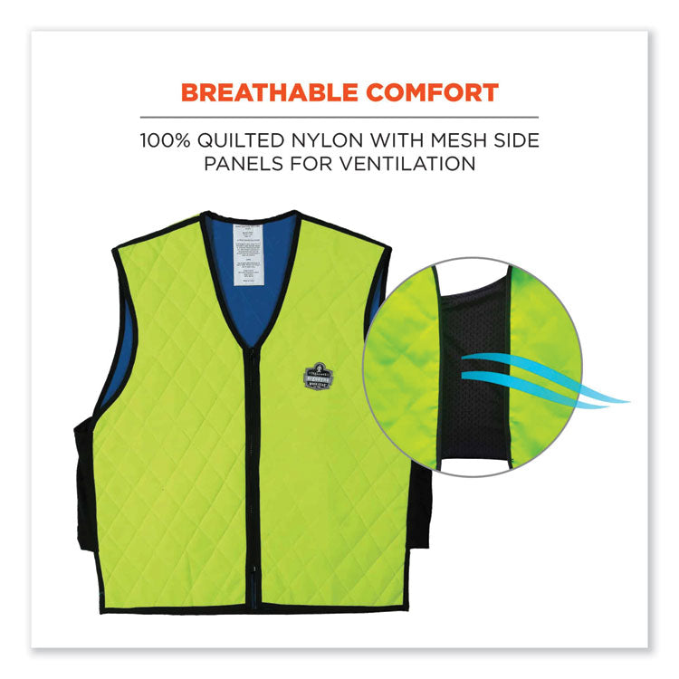 ergodyne® Chill-Its 6665 Embedded Polymer Cooling Vest with Zipper, Nylon/Polymer, 2X-Large, Lime, Ships in 1-3 Business Days (EGO12536) Each
